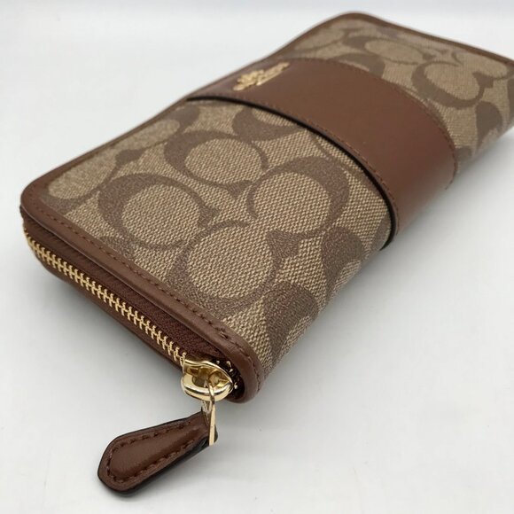 Coach Brown Coated Canvas & Leather Accordion Wallet - Picture 7 of 10